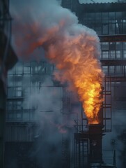 The ethereal quality of steam against cold metal captures industrial processes in the air with a transient texture.