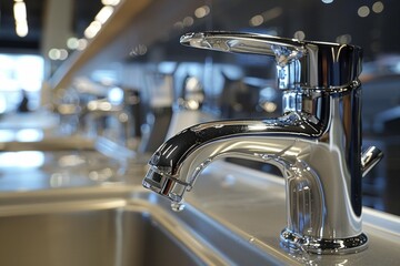 The sleek, reflective surfaces of polished chrome accentuate modern industrial aesthetics.