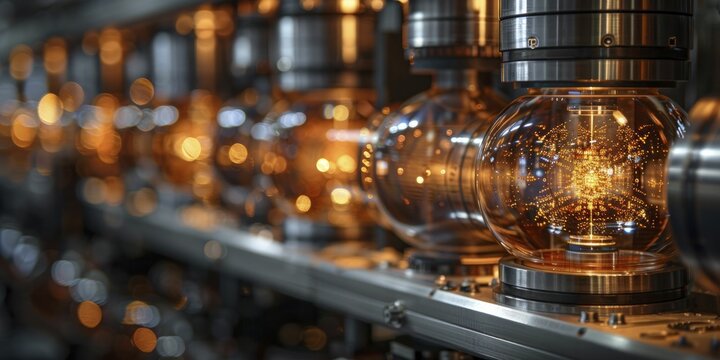 Quantum Computing Core: An industrial innovation, a quantum computer solves complex problems in seconds, a powerful beacon.