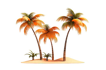 Fototapeta na wymiar Palm tree against summer sunset isolated on PNG Background. Generative Ai.