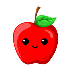 Smiling apple character vector isolated on white background