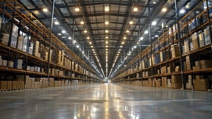 Warehouse Wonders An expansive warehouse, primed for goods, the hub of global distribution networks.