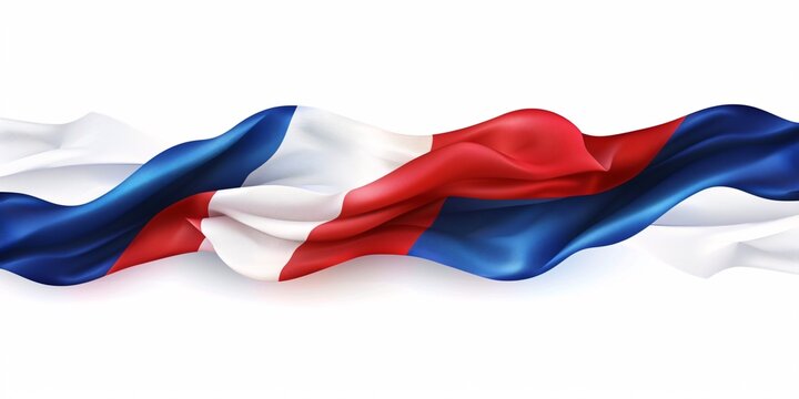 Vector illustration of a ribbon with the French flag, isolated on a white background.