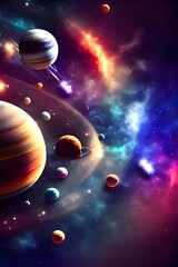 planet illustrations, images of planets, solar system, universe, sky, sun, outer space