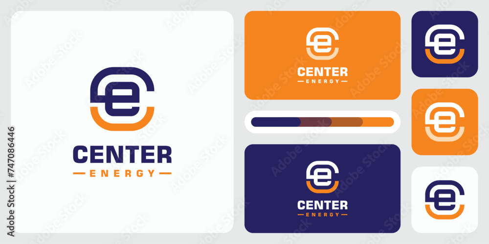 Poster vector logo design for the initials c e with abstract square lines.