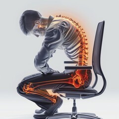 Chronic Back Pain - Someone shifting in their chair, attempting to find a comfortable sitting position to ease chronic back discomfort. 