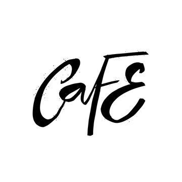Cafe black color text sign. Hand drawn modern typography lettering font.