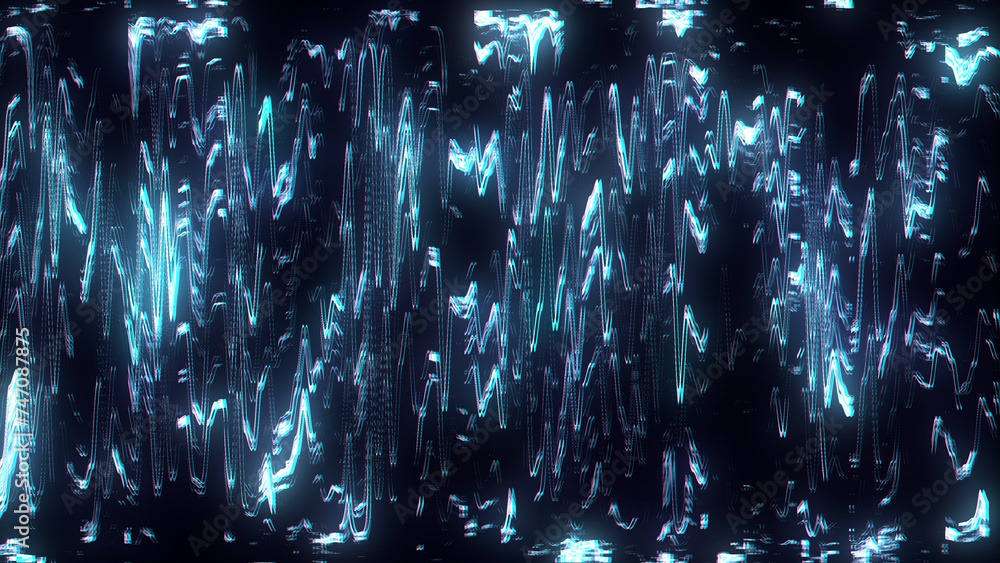 Poster Abstract glitch background. Digital damage backdrop with noise effect. Error texture. Computer virus. Corrupted code. 3d rendering.