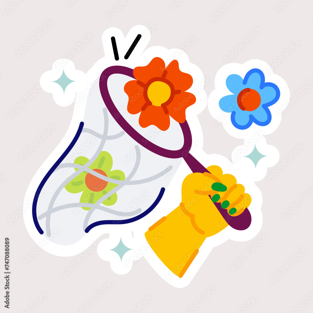 Wall mural modern flat sticker of catching flowers