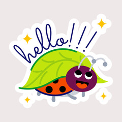 Handy flat sticker of a cute ladybug 