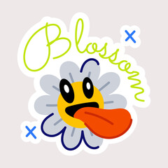 Download this flat sticker of cute sunflower 