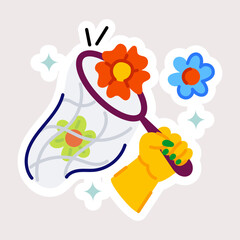 Modern flat sticker of catching flowers 
