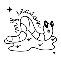 Ready to use glyph sticker of a cute worm 