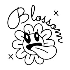 Download this glyph sticker of cute sunflower 