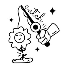 Customizable glyph sticker depicting plucking flower