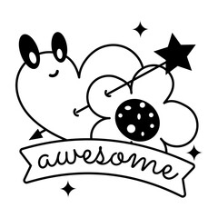 Ready to use glyph sticker of spring season 