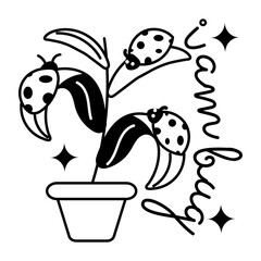 Cute glyph sticker of plant bugs 