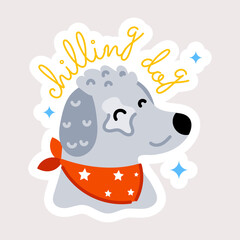 Easy to edit flat sticker of chilling dog 