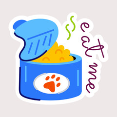 Trendy flat sticker of cat meal 
