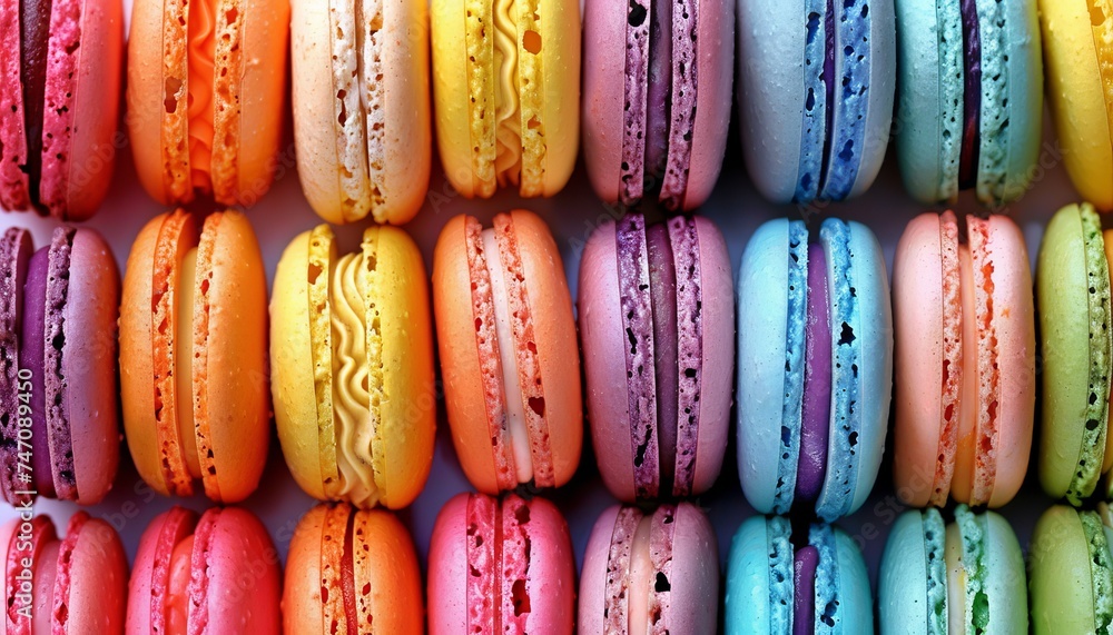 Poster colorful macaron assortment creating vibrant background ideal for various designs and concepts