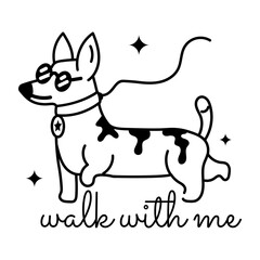 Dog walking glyph style sticker 