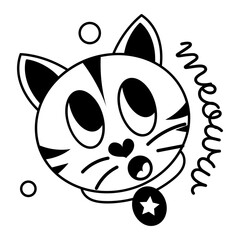 A glyph sticker showing cat meow typography 