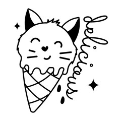 A glyph sticker of cat cone dessert 