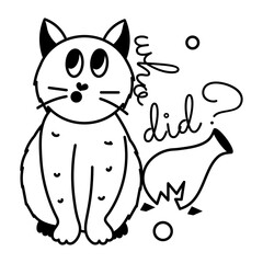 A glyph sticker showing cat mischief