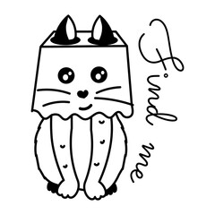 A glyph sticker showing cat hiding under a box  