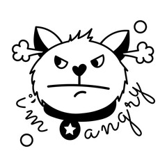 A glyph sticker depicting angry cat face 