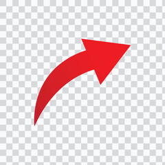 Flat style illustration of going up red arrow icon isolated with background. - obrazy, fototapety, plakaty