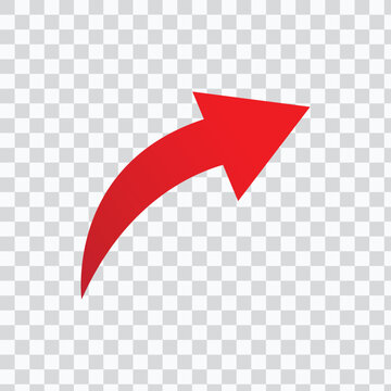 Flat style illustration of going up red arrow icon isolated with background.