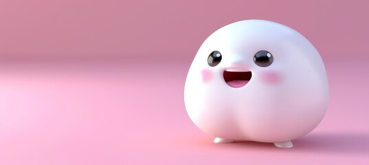 Cartoon tooth on pastel background with text space, perfect for dental care promotions and ads.