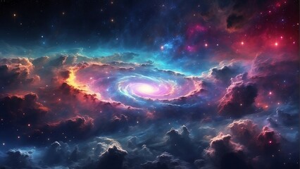 Obraz premium Beautiful cloud nebula, space galaxy, night sky, universe, astronomy, and supernova background wallpaper