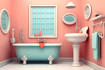 Fototapeta na wymiar 3d rendering of Bathroom elements