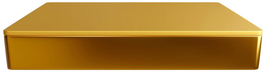 Golden podium for displaying merchandise and beauty products. 3D PNG file transparent