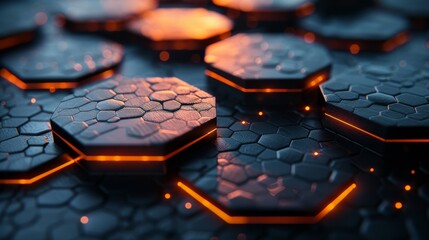 An abstract geometric background with a hexagonal structure. 3D rendering - obrazy, fototapety, plakaty