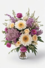 Vibrant colorful bouquet in a glass vase