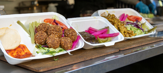 Delicious halal Lebanese street food at a food truck