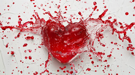 heart  forming a mesmerizing splash against a white background