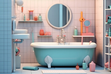 Fototapeta premium 3d rendering of Bathroom elements