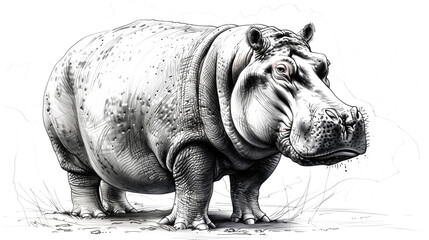Hippopotamus  on isolated - obrazy, fototapety, plakaty