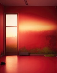 room with red door