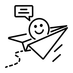 A linear icon depicting sending review message 