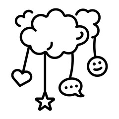 Easy to edit linear icon of cloud reviews 