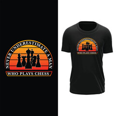 Never underestimate a man who plays chess tshirt design