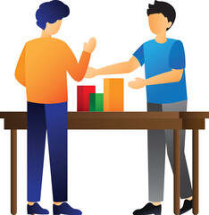 illustration of a man and woman in office