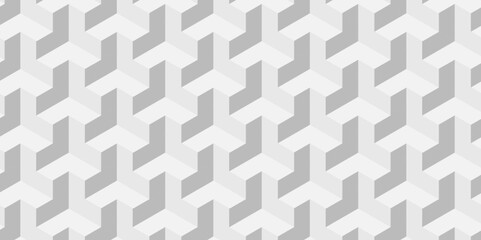 Minimal modern cubes geometric tile and mosaic wall grid backdrop hexagon technology wallpaper background. White and gray geometric block cube structure backdrop grid triangle texture vintage design