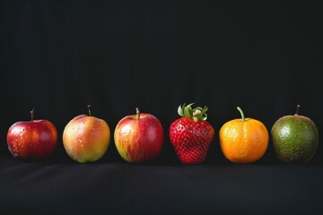 Fresh fruit in a row. 