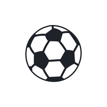 soccer ball isolated on white. Soccer ball or football flat vector icon simple black style, illustration.